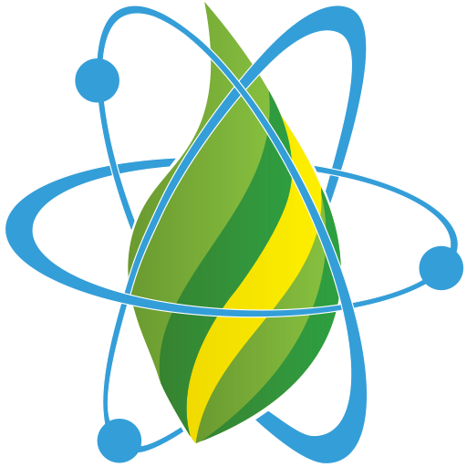 A green leaf with blue and yellow lines around it.